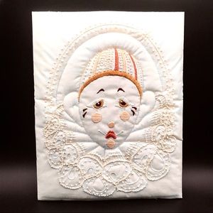Vintage 1983 Monarch Horizons Clown Embroidery Pierrot Pagliacci Harlequin Rare